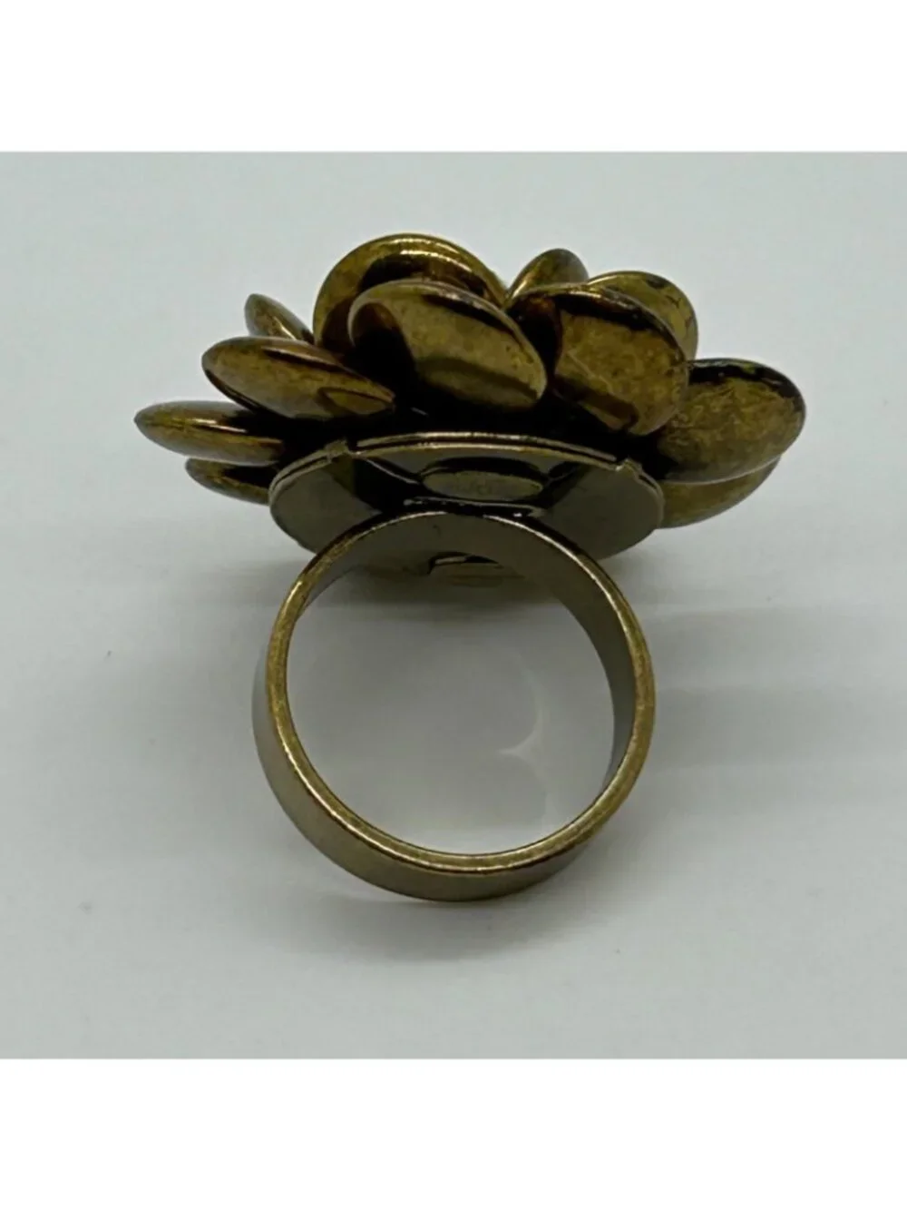 Joan Rivers Gold Tone Flower Ring With Crystal Center Statement Accessory
